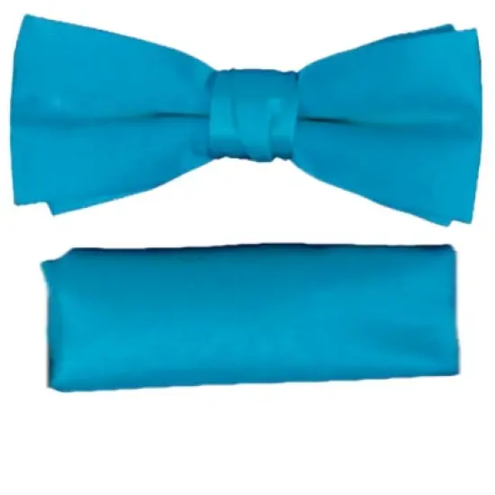 New Men's Solid Pre Tied Bow Tie and Hanky Set image {10}