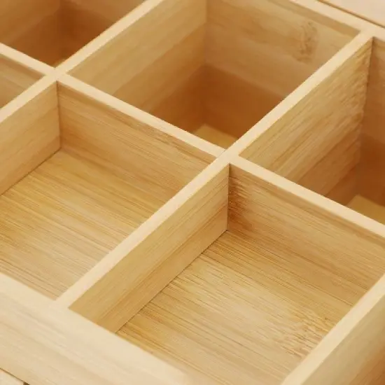 MegaChef 13 x 8 Inch Bamboo Tea Box Organizer with Acrylic Top Window image {2}