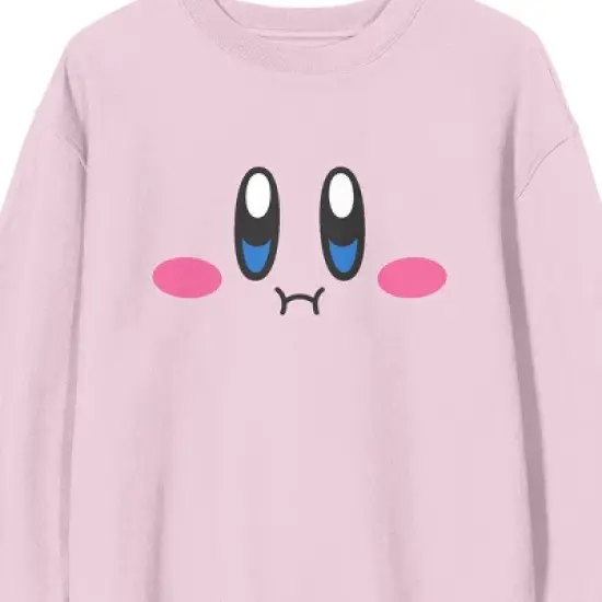 Kirby Full Big Face Crew Neck Long Sleeve Cradle Pink Men's Sweatshirt image {1}
