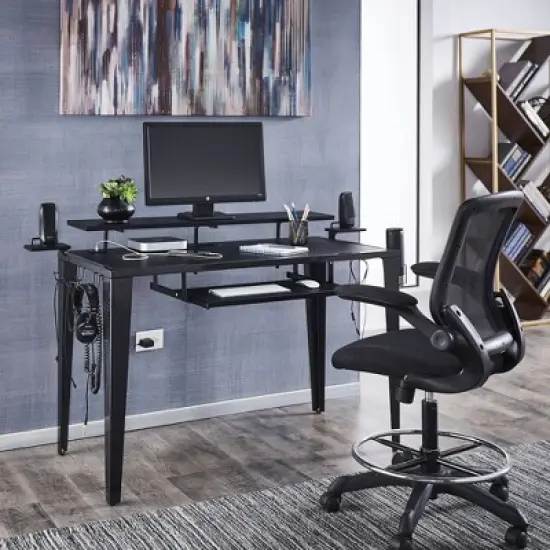 Juneau Metal Computer Desk with USB Charging Port and Adjustable Shelf Gray - Inspire Q image {2}