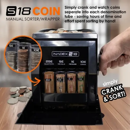 Nadex Coins&trade; S18 Manual Coin Sorter and Wrapper in Black image {5}