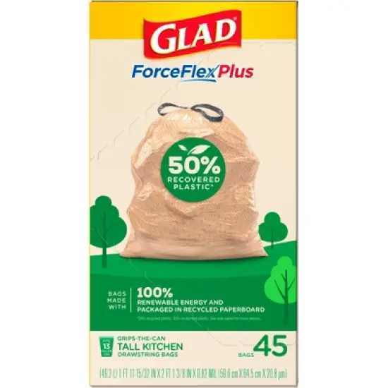Glad ForceFlex MaxStrength Recovered Plastic Trash Bag - 13 Gallon/45ct image {9}