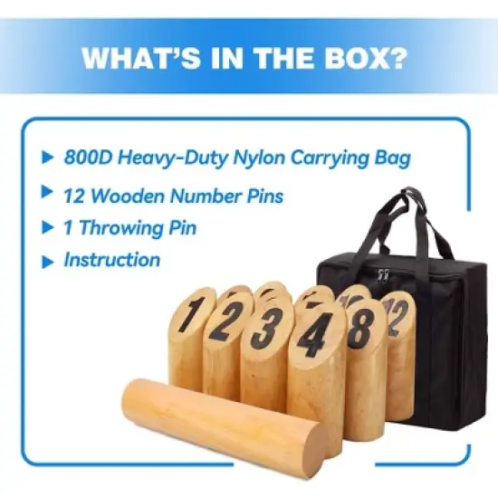 GSE Hardwood 12 Numbered Viking Bowling Toss Game Yard Lawn Throwing Game image {2}