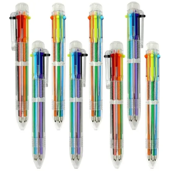 Wrapables Multi-Color 6-in-1 Retractable Ballpoint Pens for School, Office, Stationery (Set of 8), Bright image {6}