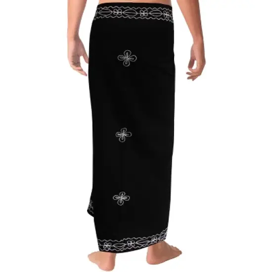 LA LEELA Men's Beachwear Cover Up For Men Swimwear Pareo Wrap Summer Long Casual Embroidery Vacation Sarongs Lava Lava Cover-Up One Size Kohl image {2}