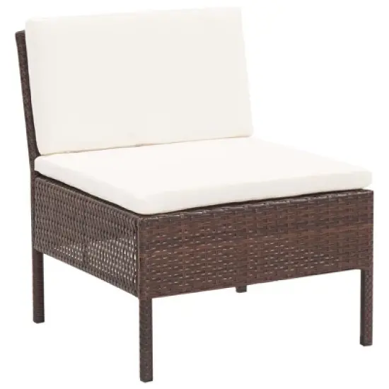 vidaXL Luxurious Patio Lounge Set, 6-Piece Poly Rattan Outdoor Furniture, Weather Resistant, with Comforting Cushions, in a Charming Brown Finish image {7}