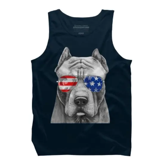 Men's Design By Humans American Pitbull With Sunglasses By Tank Top image {5}