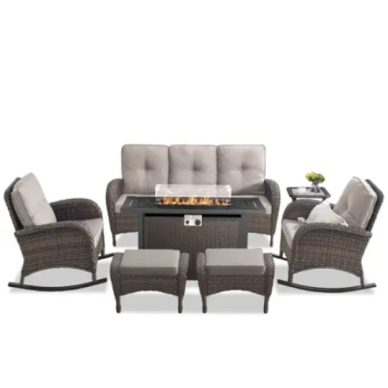 Gymojoy Sofa Swivel Chair with Propane Fire Pit Table image {2}