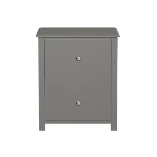 Hastings Home End Table with 2 Drawers and Silver Handles, Slate Gray image {3}