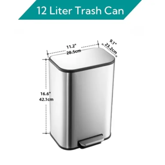 Bathroom Trash Can, Garbage Can, Small Step On Trash Can with Soft Close Lid Foot Pedal & Inner Bucket for Kitchen Home Office image {4}