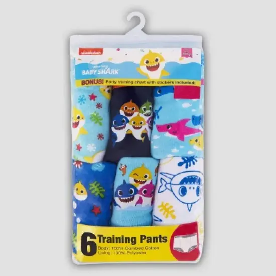 Toddler Boys' Baby Shark 6pk Training Underwear image {1}