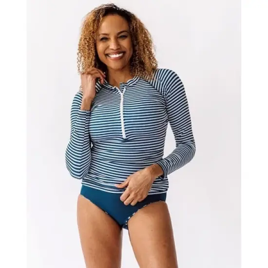 Lime Ricki Women's Indigo Stripe Rash Guard image {4}