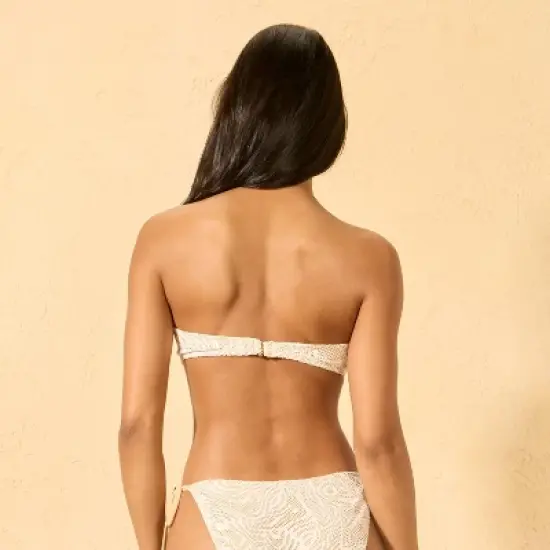 Women's Reversible Lace Tie-Front Bandeau Bikini Top - Wild Fable&trade; Cream image {1}