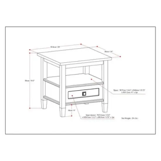 20" Norfolk End Table - WyndenHall image {6}