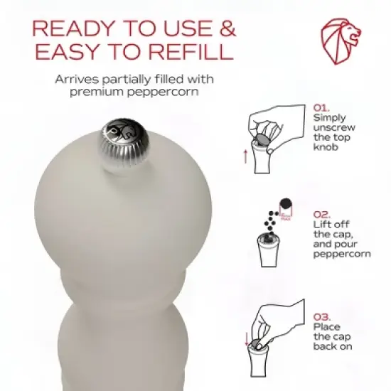 Peugeot Paris uSelect Salt and Pepper Mill Set - 7in Matte Black Pepper Mill & 7in Matte White Salt Mill image {2}