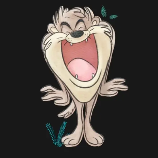 Looney Tunes Taz Being Happy Youth Black Crew Neck Sweatshirt image {1}