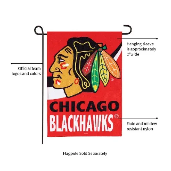 Evergreen Flag, DS New Burlap, Garden, Chicago Blackhawks image {2}