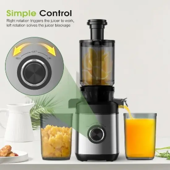 Teendow Cold Press Juicer Machine, High Juice Yield, Whole Fruit & Vegetable Extractor, BPA-Free, Slow Masticating Juicer image {2}
