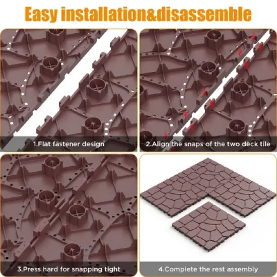 New Stone texture 12" Patio Deck Tiles, 44 Pcs DIY Module Interlocking Decking Tiles Floor Tile image {4}
