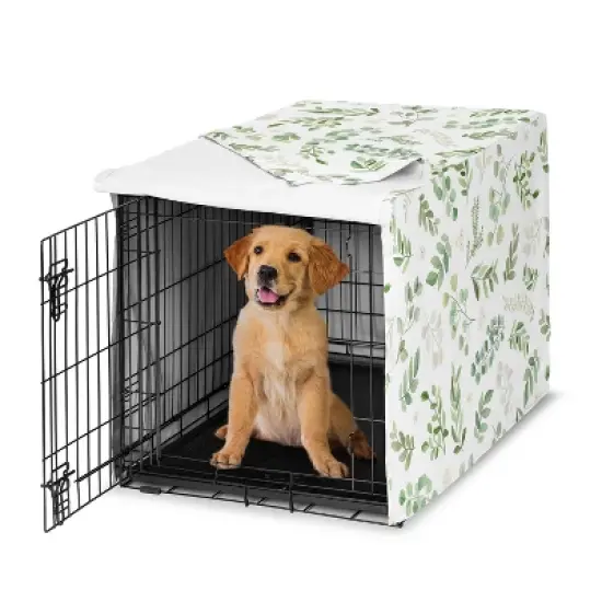 Sweet Jojo Designs Dog Crate Kennel Cover 36in. Botanical Green and White image {6}