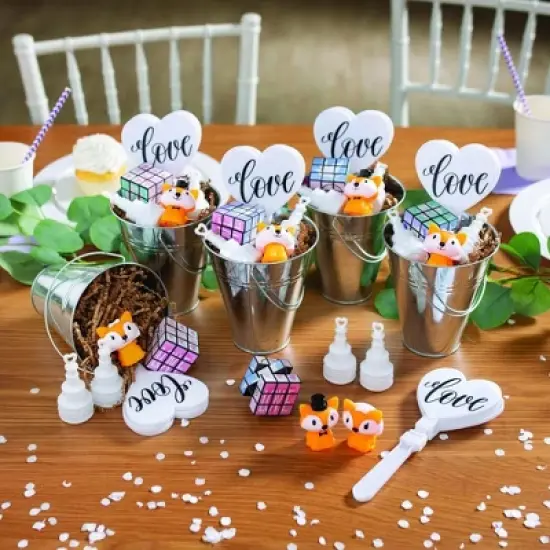 Fun Express Metal Large Galvanized Pails-5" x 4.5" Silver  Pack of 12  Buckets, 4 1/2" diam. x 5" image {7}