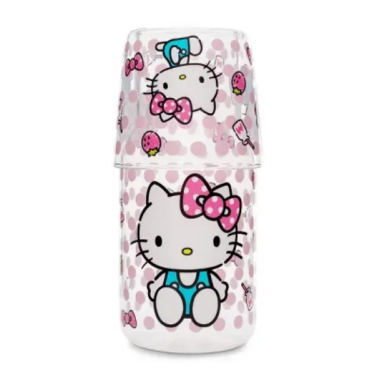 Silver Buffalo Sanrio Hello Kitty Pink Dots 18-Ounce Glass Pitcher and 8-Ounce Cup image {1}