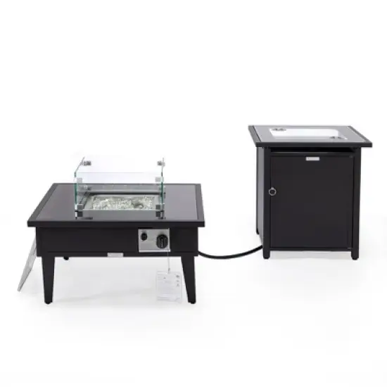 LeisureMod Walbrooke Patio Square Fire Pit and Tank Holder image {16}