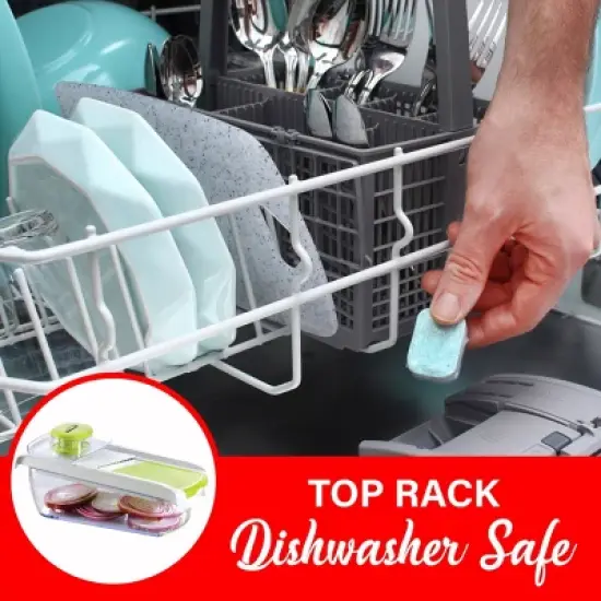 Brentwood Mandollin Slicer with 5 Cup Storage Container and 4 Interchangeable Stainless Steel Blades in Green image {3}