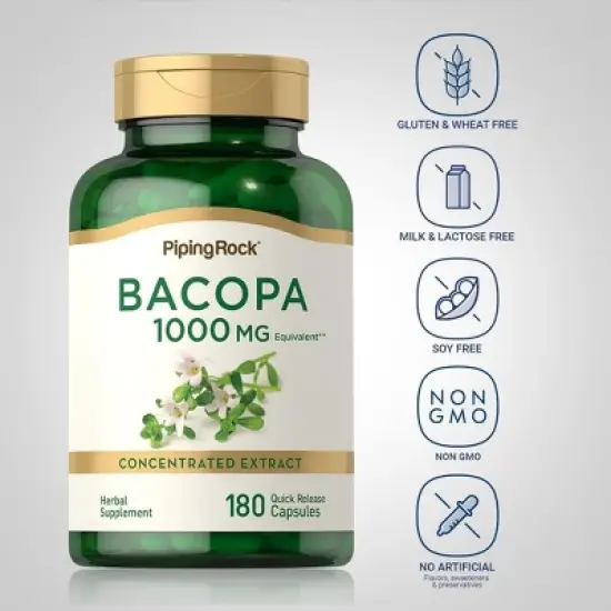 Piping Rock Bacopa Monnieri 1000 mg | 180 Capsules image {2}