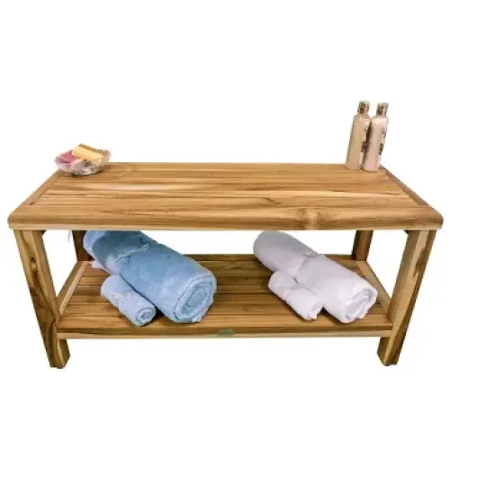 EcoDecors&reg; Eleganto&reg; 36" Teak Wood Shower Bench with Shelf in EarthyTeak&reg; Finish image {10}