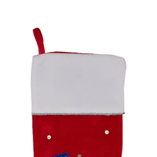 Northlight 20.5" Red and White Embroidered Snowman with Glitter Christmas Stocking image {5}