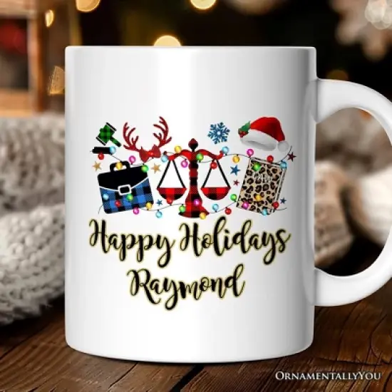 Law and Legal Theme Buffalo Plaid Christmas Mug, Lawyer and Paralegal Clerk Gift (Non-Custom Only)| OrnamentallyYou image {4}