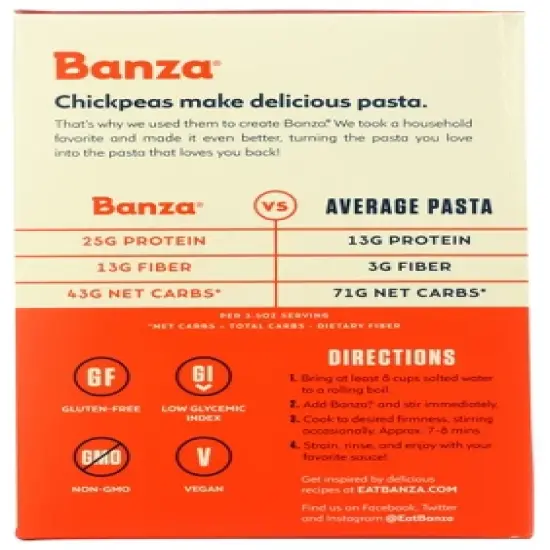 Banza Wheels Chickpea Pasta - Case of 6/8 oz image {2}