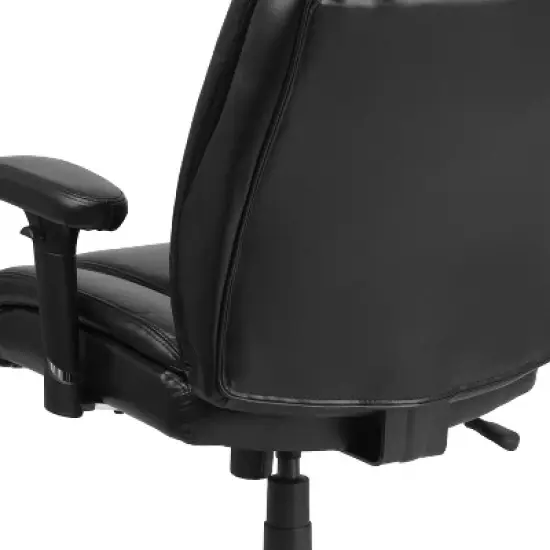 Flash Furniture HERCULES Series Big & Tall 400 lb. Rated Black LeatherSoft Ergonomic Task Office Chair with Chrome Base and Adjustable Arms image {4}