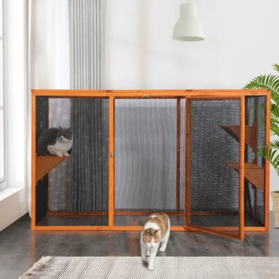 AZL1 Life Concept Pet Crates and Houses Multi Functional Cat Enclosure for Indoor Outdoor Use Detachable Design, Orange, 70.8"*31.5"*42.5" image {1}