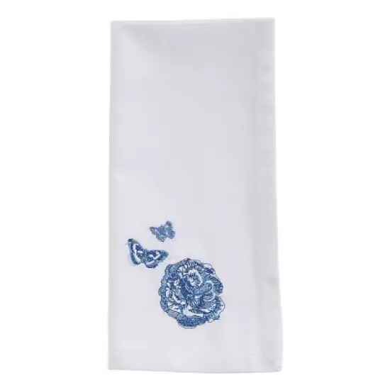 Patricia Heaton Home Blue Florals And Flitters Embroidered Napkin Set of 4 image {5}