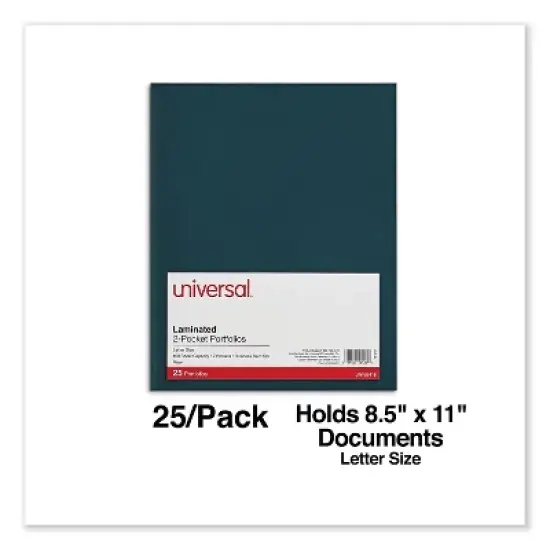 Universal Laminated Two-Pocket Folder Cardboard Paper Navy 11 x 8 1/2 25/Pack 56418 image {4}