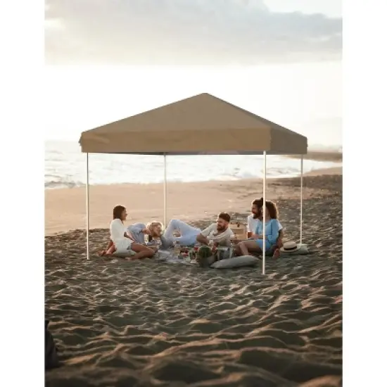 10x10 Pop Up Canopy Tent Outdoor Canopy One-Person Set Up Heavy Duty Commercial Instant Tent Shelter for Backyard Patio Garden Outside, Khaki image {3}