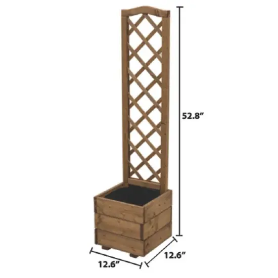Scalloped Top Planter Box with Diamond Trellis &ndash; FSC-Certified Timber, Eco-Friendly, Includes Liner image {1}