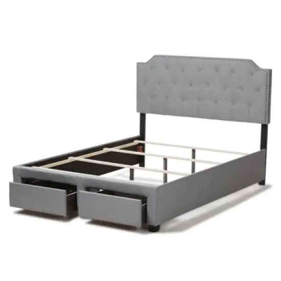Aubrianne Modern and Contemporary Fabric Upholstered Storage Bed Gray - Baxton Studio image {8}