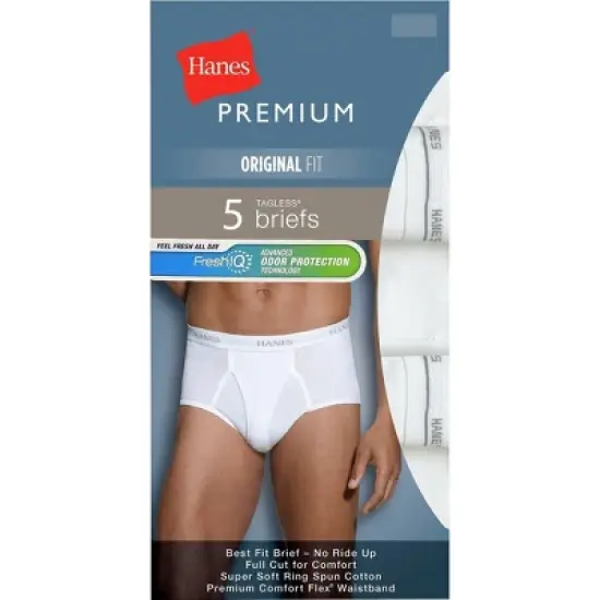 Hanes Premium Men's Big & Tall Classic Briefs 5pk - White image {3}