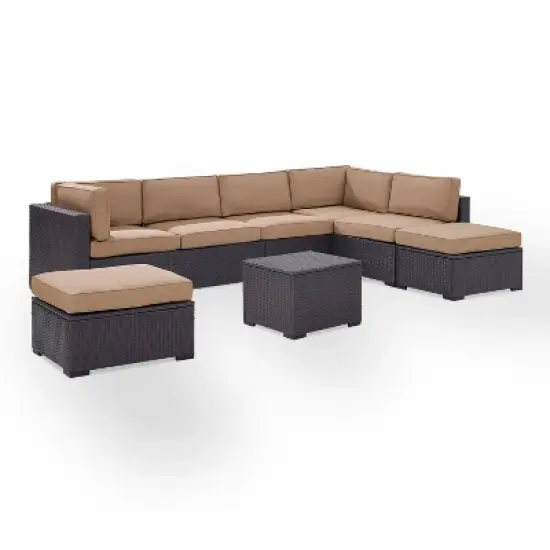 Biscayne 6pc Outdoor Wicker Sectional Set - Mocha - Crosley image {5}
