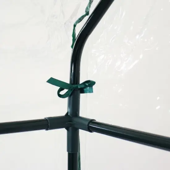 Sunnydaze Outdoor Portable Growing Rack Grandeur Mini Walk-In Greenhouse with Roll-Up Door - 4 Shelves - Clear image {8}