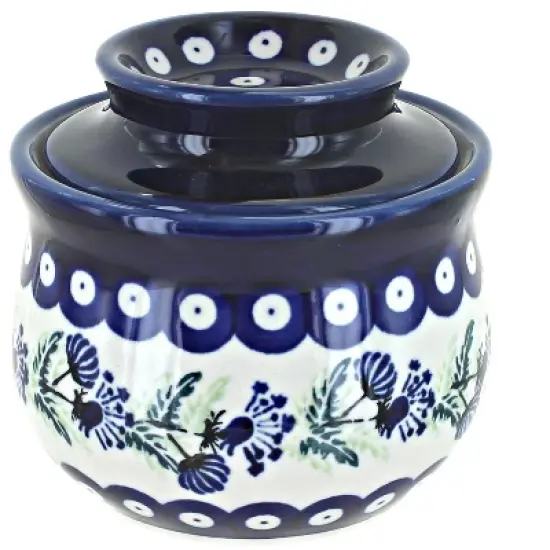 Blue Rose Polish Pottery 1512 Zaklady French Butter Dish image {11}