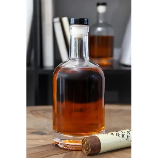 Cornucopia Brands 12oz Liquor Bottles 2pk; Clear Glass Bottles w/T-Top Synthetic Corks image {7}