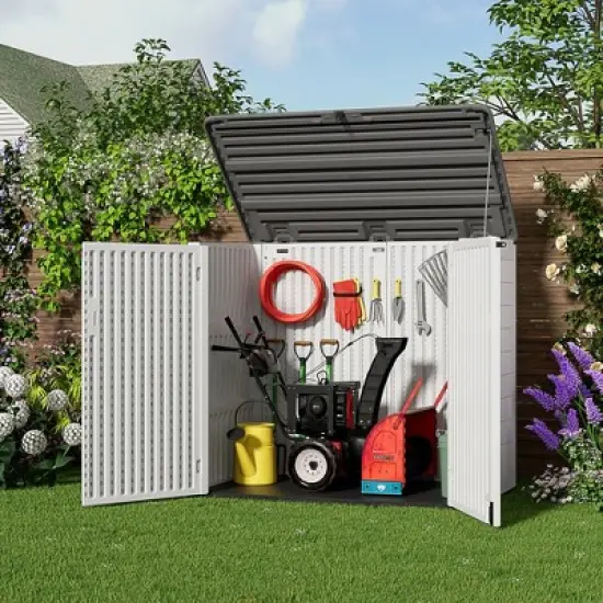 4.43 ft. W x 2.85 ft. D Durable Resin Storage Shed, Weather-Resistant Outdoor Storage Cabinet for Home, Patio and Garage image {9}