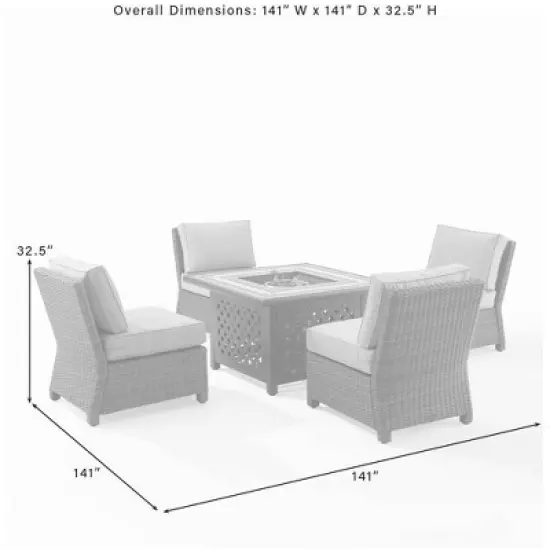 Bradenton 5pc Outdoor Wicker Armless Chair & Fire Table Set - Crosley
 image {16}