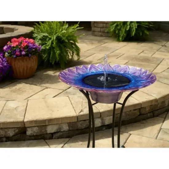 Smart Solar 25.2" Bell Flower Solar Bird Bath image {4}