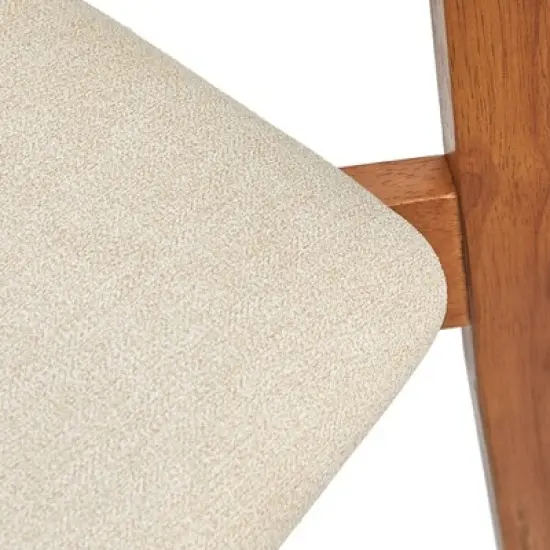 Buylateral Set of 2 Nettie Mid Century Modern Upholstered Dining Chairs Walnut/Beige image {3}