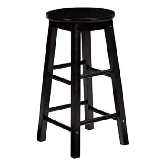PJ Wood Classic Round Seat 29" Tall Kitchen Counter Stools for Homes, Dining Spaces, and Bars with Backless Seats & 4 Square Legs, Black (Set of 10) image {2}